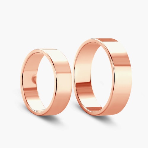 Obrączki ślubne: różowe złoto, płaskie, 7 mm